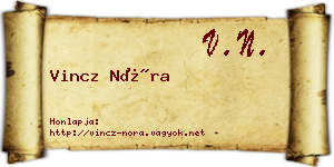 Vincz Nóra névjegykártya
